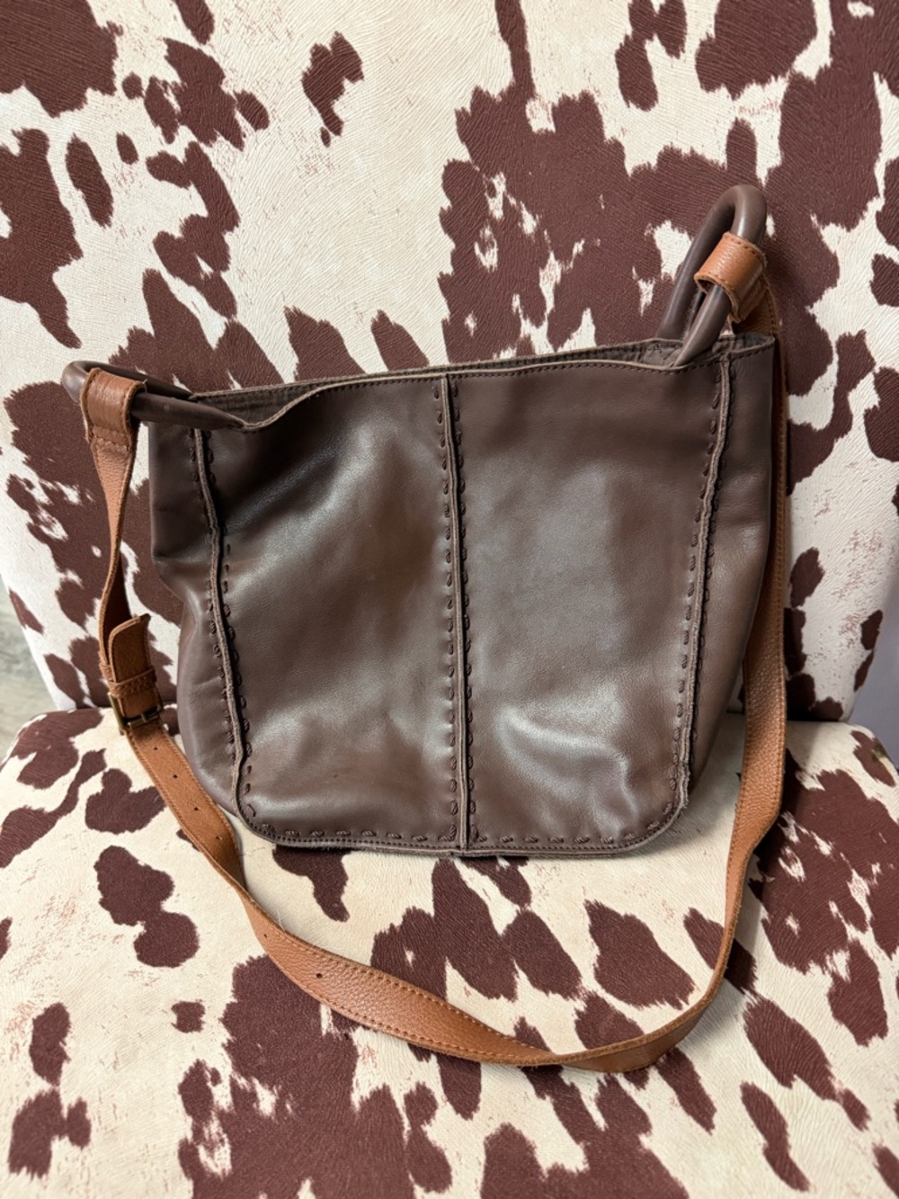The Sak Beige and Tan Interior Zip Pouch